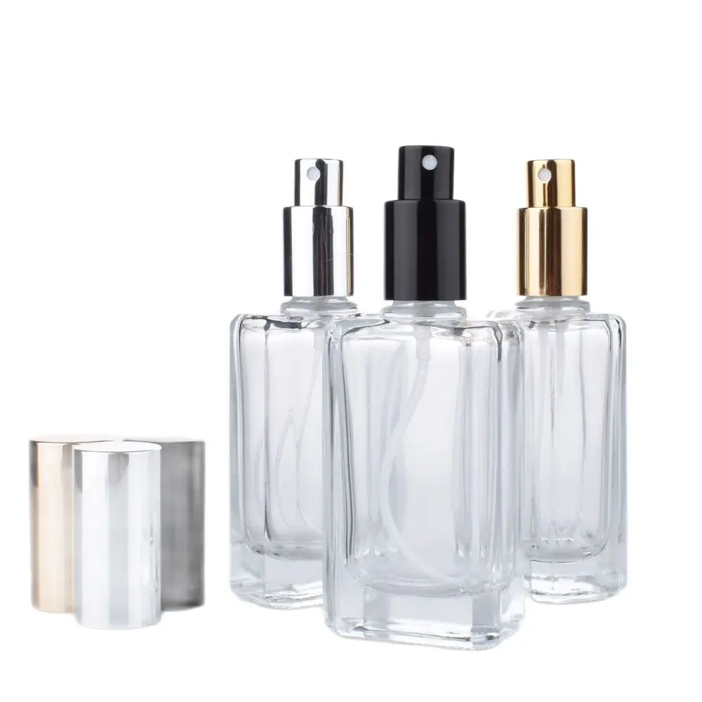 Transparent Glass Perfume Bottle 50ML Rhombus Refillable Bottle Empty Cosmetic Container Spray Portable Moisturizing Atomizer