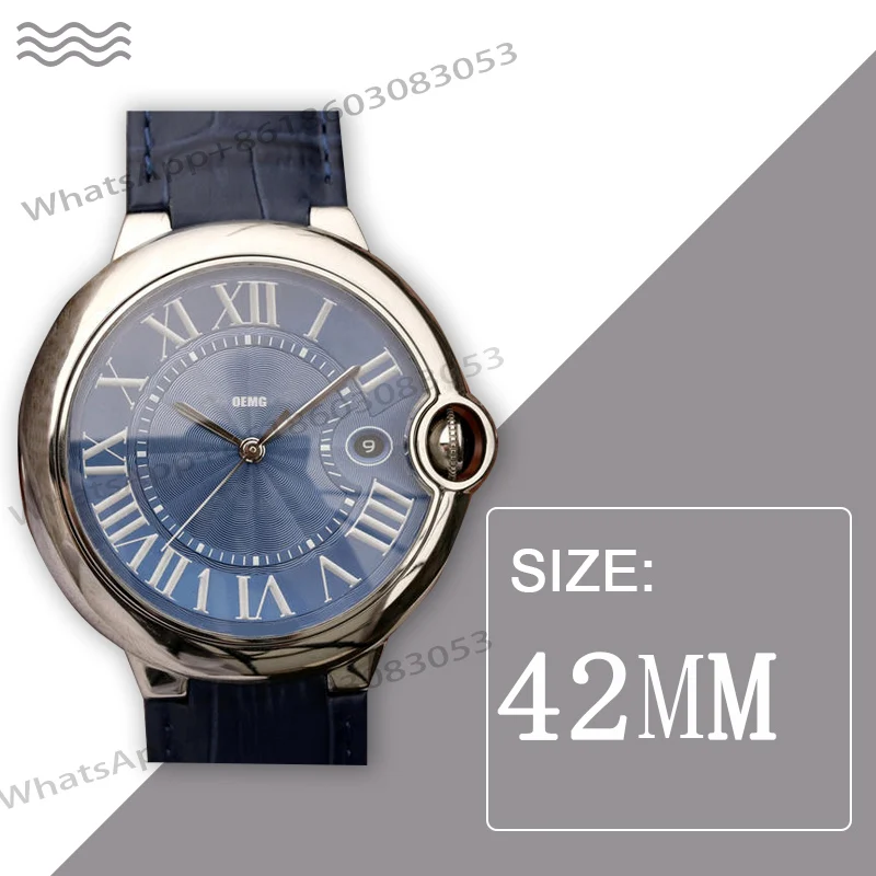 

Часы наручные мужские механические Автоматические, брендовые Роскошные синие с ремешком из кожи, ААА 1:1