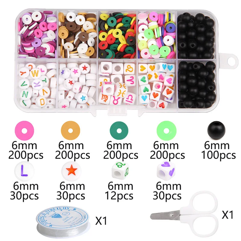 

Mixed Acrylic English Letter Beads Tools Set For DIY Bracelet Jewelry Making Accessories Round Polymer Clay Alphabet Beads Box