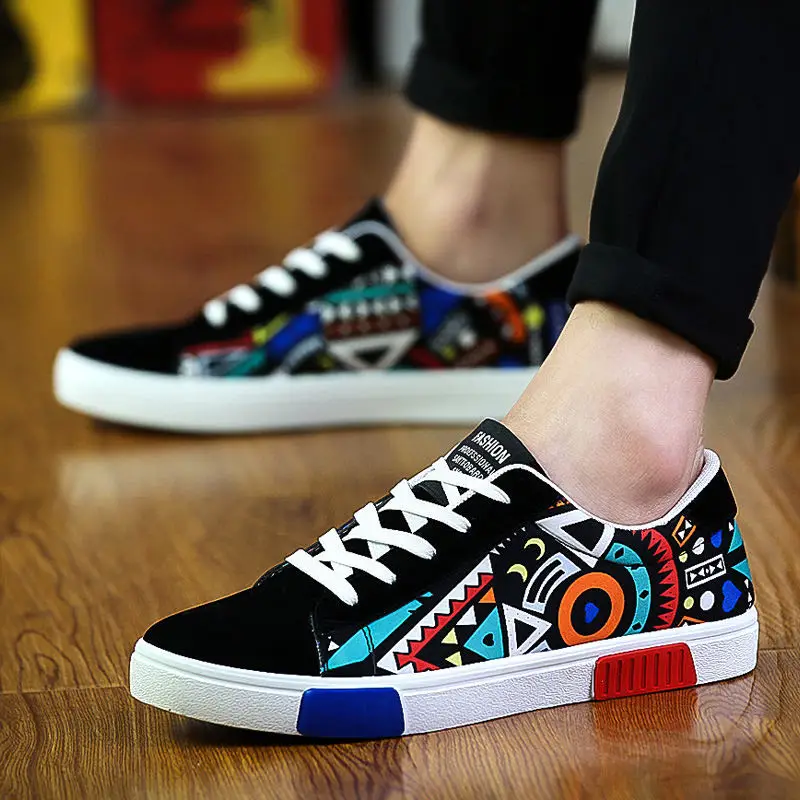 Новинка Мужская Вулканизированная Обувь На Шнуровке Модная парусиновая обувь с