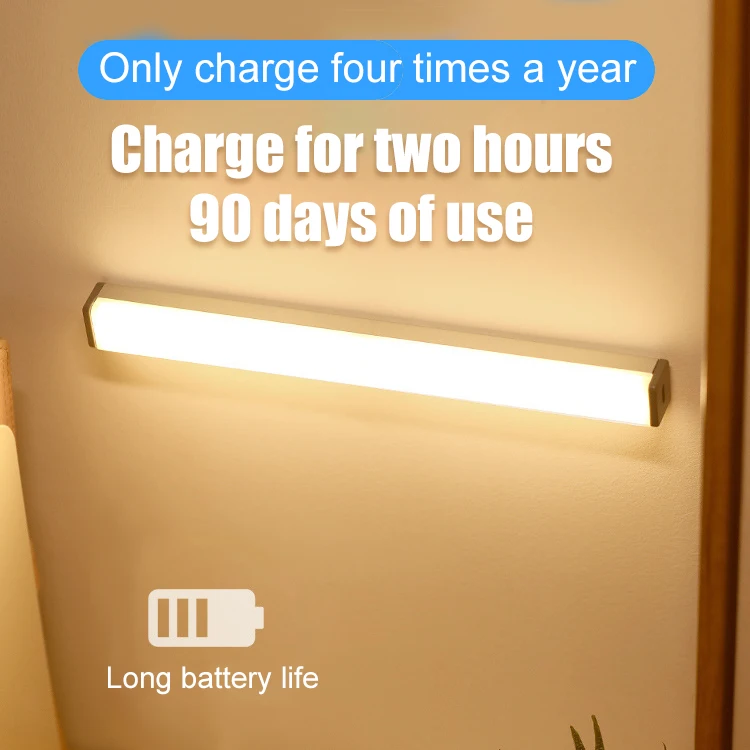 

Светодиодный ночсветильник с датчиком движения, беспроводной ночник с регулируемой яркостью, 15, 21, 30 см, с зарядкой от USB, для кухни, спальни, ...