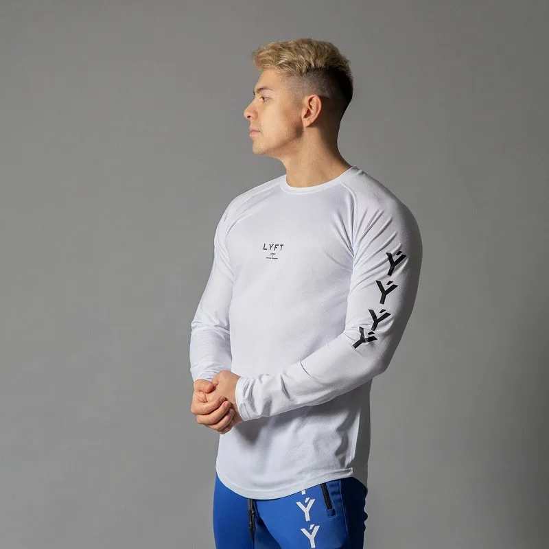 

2021 New Men Fitness long sleeve T-shirt Male Bodybuilding Workout Tees Tops Clothes Men Summer quick-drying gyms t shirt