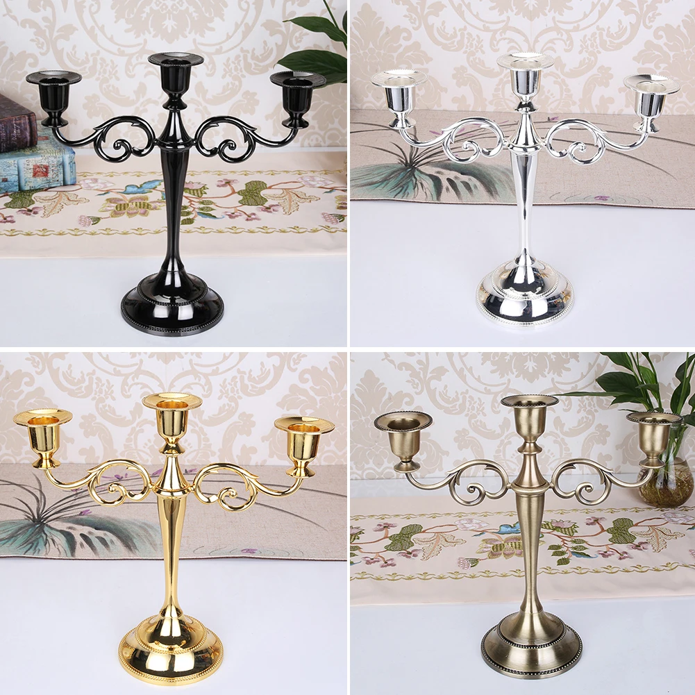

1 Pcs Candlestick Three-head European Candlestick Wedding Props Candlelight Dinner Restaurant Hotel Home Festival Decoration