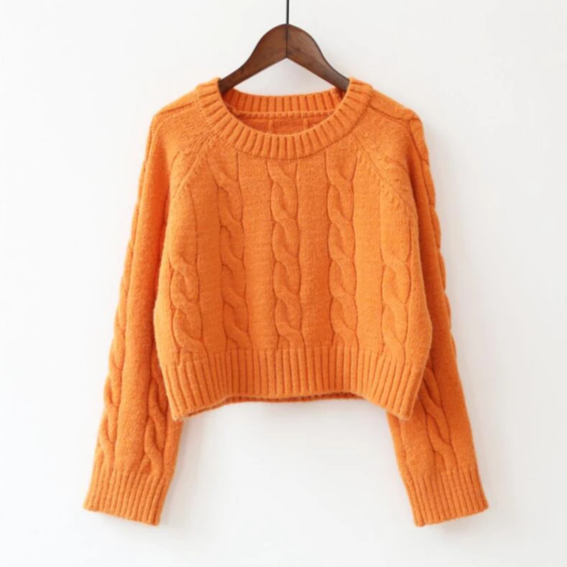 

PEONFLY Cute Short Pullover Sweater Women 2020 Autumn Winter Korean Long Sleeve Knitted Loose Jumper Female Knitwear Clothes