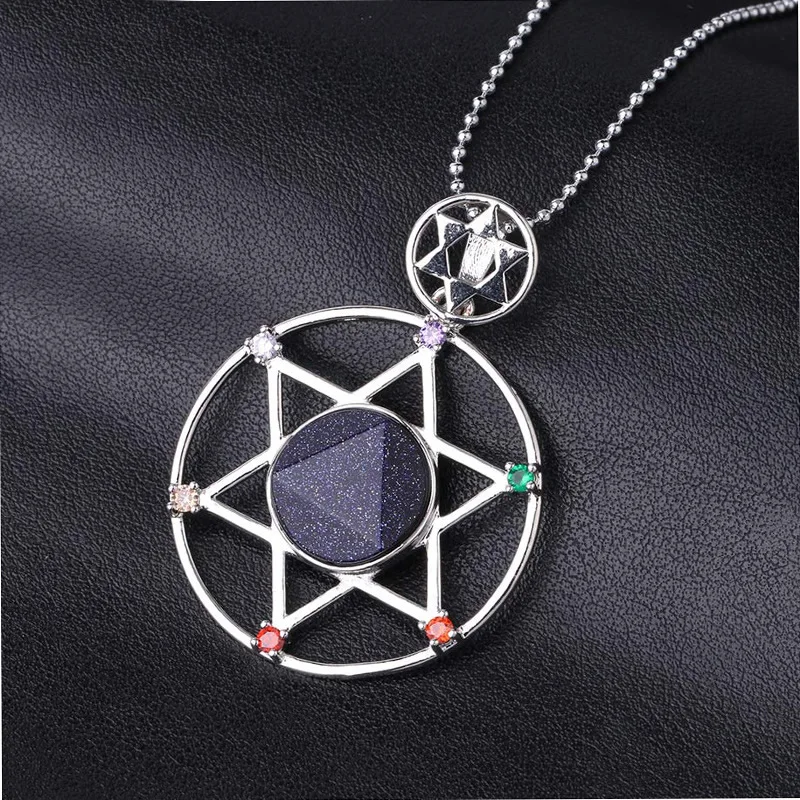 Ожерелье с подвеской из натурального камня граненым кристаллом защита Давида