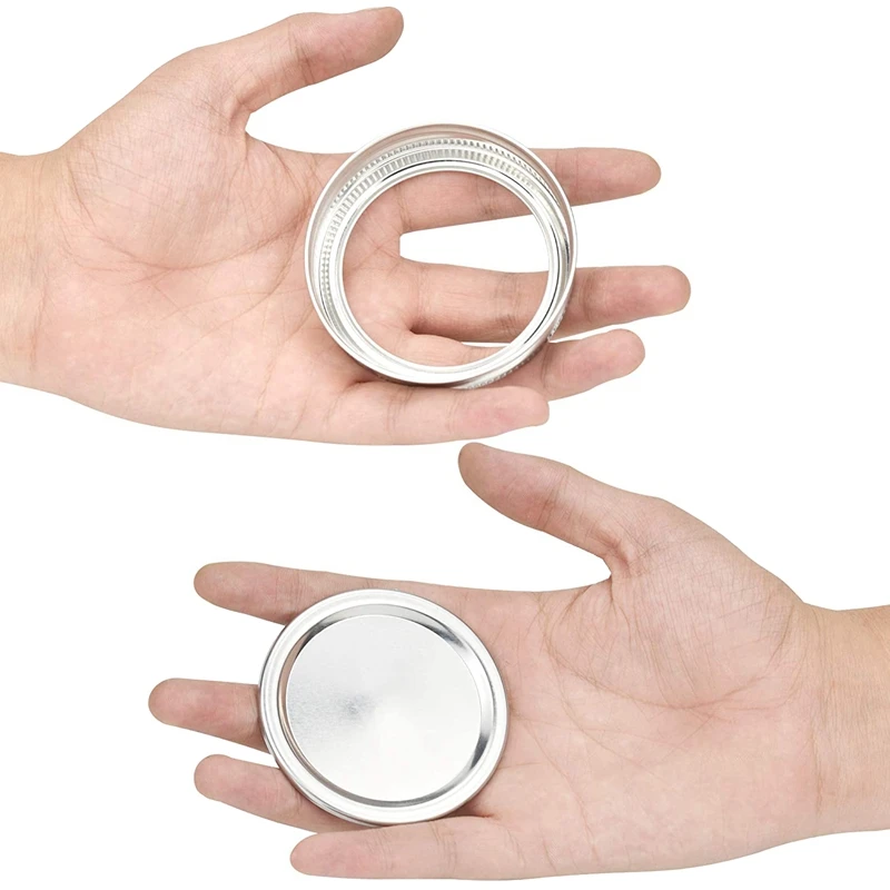 

AU -36 Sets Tinplate Wide Mouth Mason Jar Lids and Rings,Mason Jar Lids,Reusable and Leak Proof (3.38inch Silver)