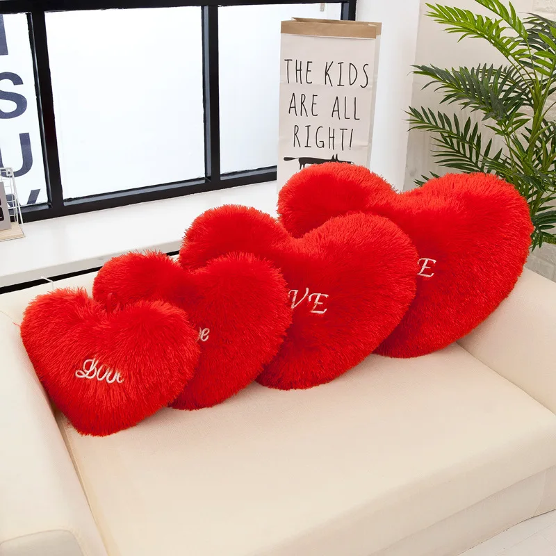 

Red Heart Shape Throw Pillow Sofa Car Seat Cushion Stuffed Plush Doll Toy Cushion Home Decoration Cushions Wedding Lovers Gift