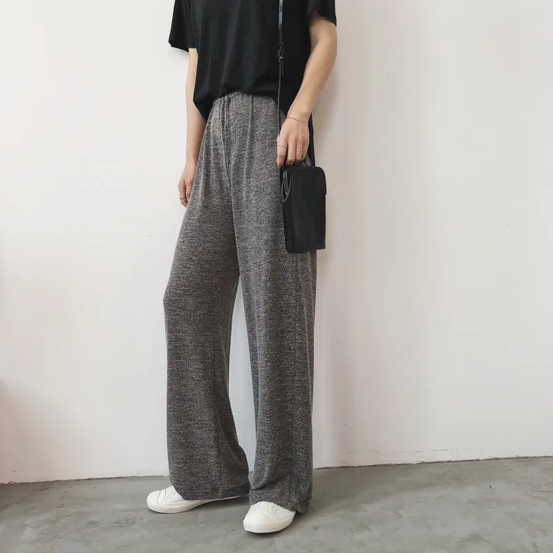 Женские весенние свободные трикотажные мягкий лен хлопок длинные штаны летний