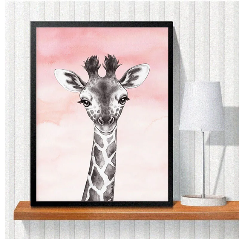 Алмазная картина сделай сам розовый жираф слон Зебра | Дом и сад