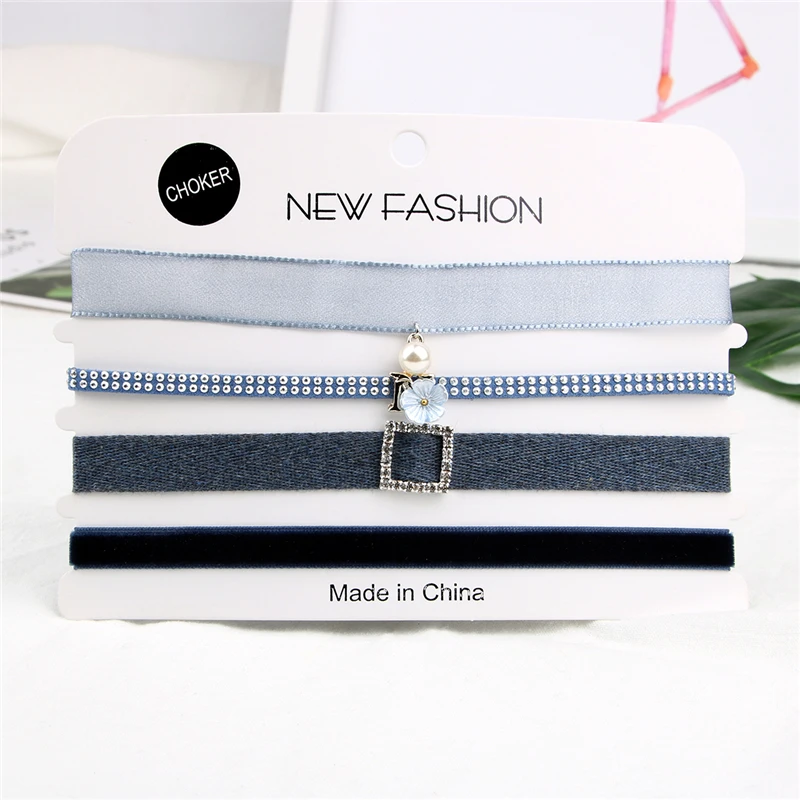 Набор кружевных чокеров с цветами 4 шт./компл. винтажный чокер бархатное ожерелье