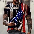 Футболка мужская с принтом американского флага и орла, модная уличная одежда в стиле хип-хоп, свободная повседневная спортивная рубашка с круглым вырезом и коротким рукавом, топы, на лето