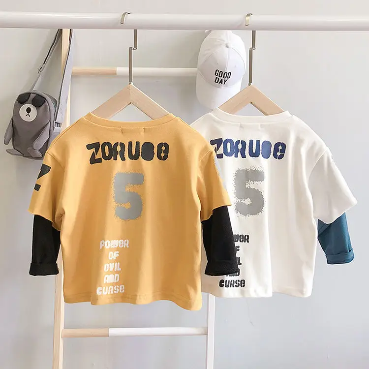 

Детская одежда, Новинка осени 2020, одежда для маленьких мальчиков, Детская футболка с длинным рукавом и принтом, Детские повседневные пулове...