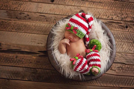Вязаная Шапочка с помпоном для новорожденных длинным хвостом | Детская одежда и