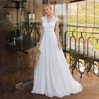 Женское кружевное свадебное платье Lakshmigown, длинное шифоновое платье с открытой спиной и V-образным вырезом, лето 2021