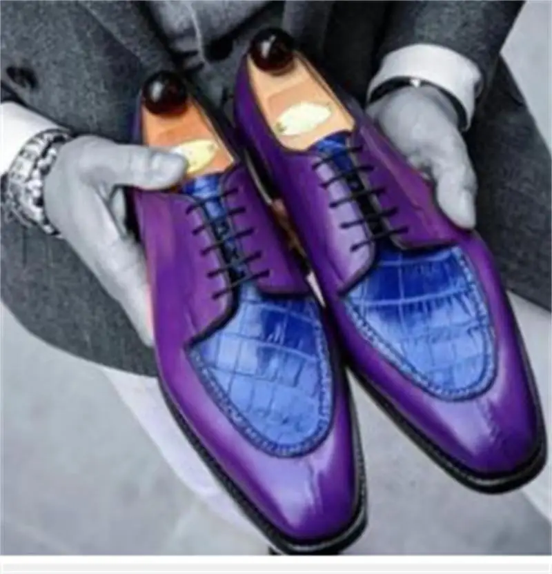 

Men's Leather Shoes Spring And Autumn New 2021 Color Matching Pointed Single Shoes Lace Up Tooling Shoes Men's Shoes Trend