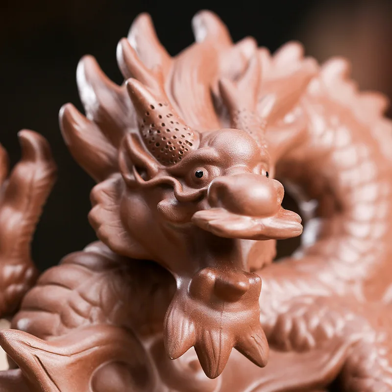 Фигурка китайского талисмана Zisha Xianglong Qilin необработанная руда фиолетовый песок