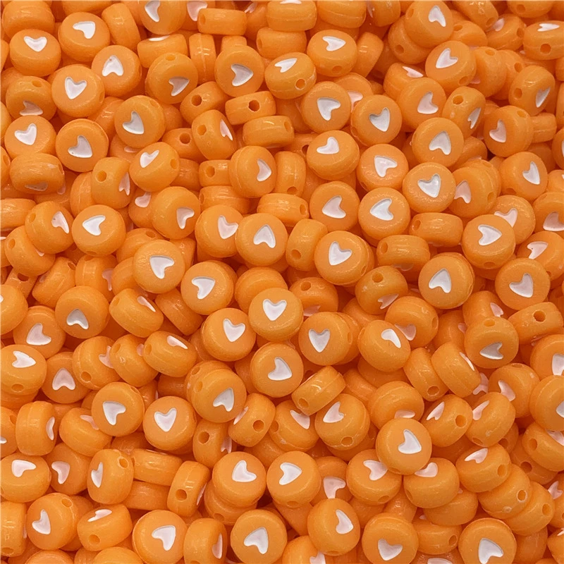 100 шт./лот 7 мм акриловые разделенные бусины флуоресцентные круглые в форме сердца