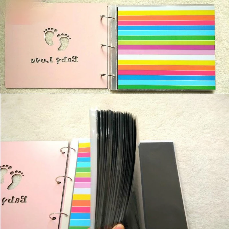

DIY 16 inch handmade wooden color photo album personalized baby loose leaf wooden photo album