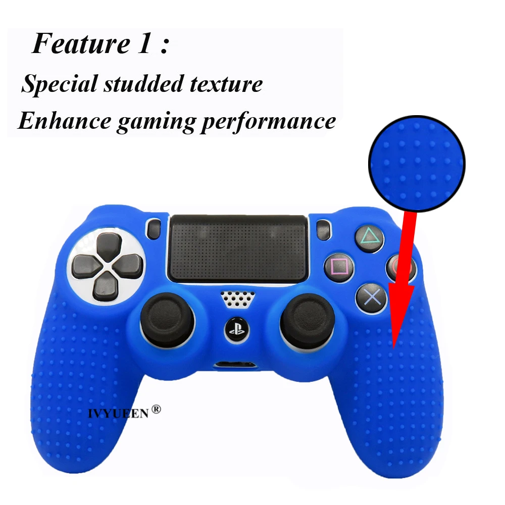 IVYUEEN Противоскользящий силиконовый чехол для sony playstation Dualshock 4 PS4 Pro тонкий чехол для контроллера с захватами для большого пальца