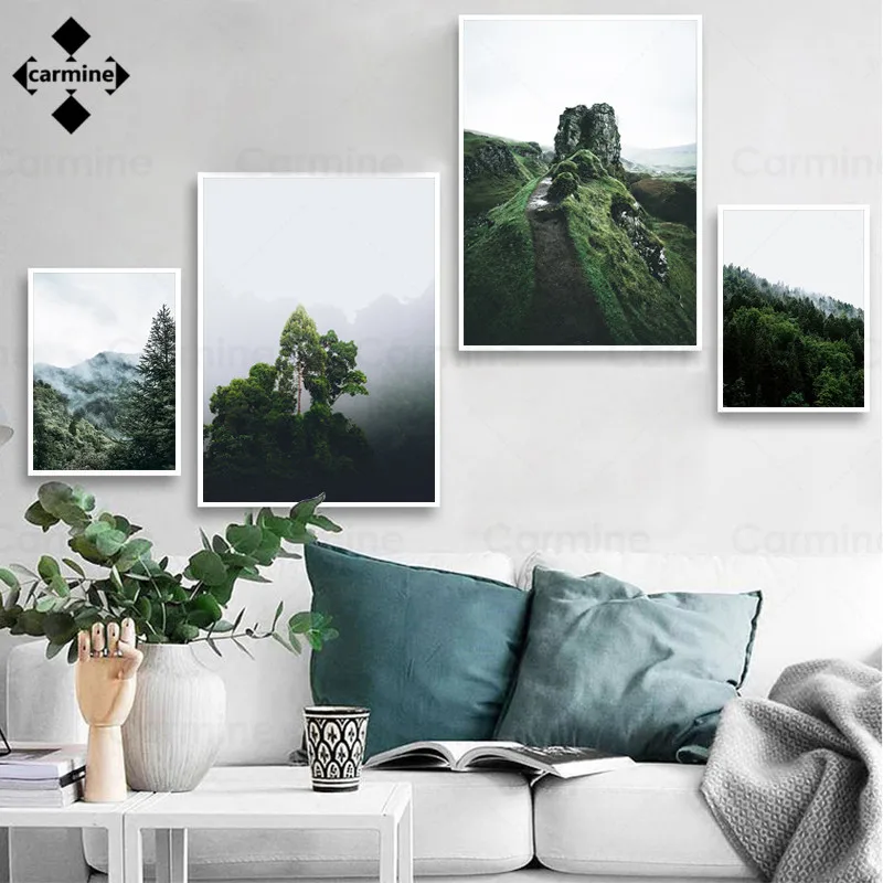 

Cyan Mountain Posters and Prints Marvellous Landscape Wall Art Canvas Painting Nature Wall Pictures Paintings Living Room Decor
