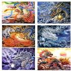 Китайская Алмазная Вышивка Феникс и дракон, 5D квадратная Вышивка крестиком, алмазная живопись сделай сам, вышивка крестиком Jq378