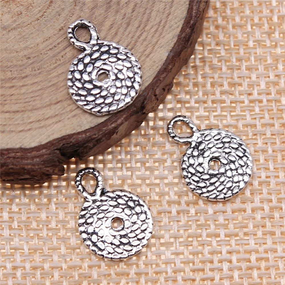 

Handmade Pendants For Jewelry Accessories 40pcs Round Drop Charms 15x11mm Antique Silver Plated