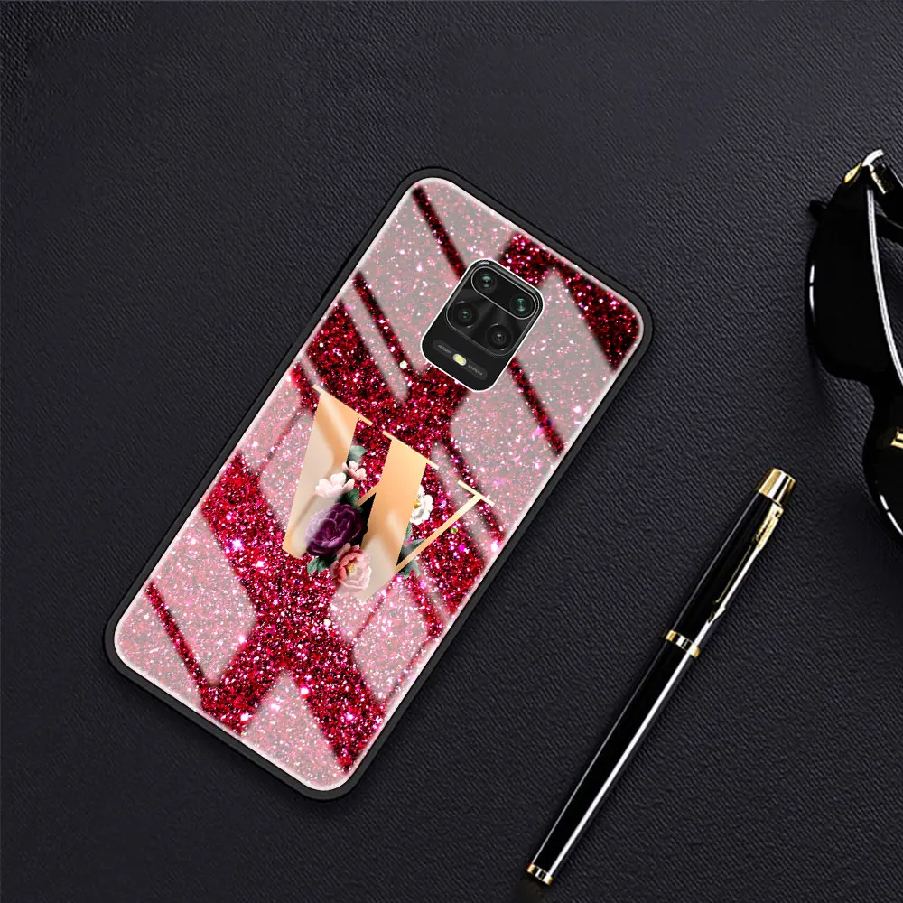 

Phone Case For Xiaomi Redmi Note 9S 8 9 8T 7 9C Mi 10T Pro 9T 10 Lite Tempered Glass Mobile Cover Cute Fashion Letter