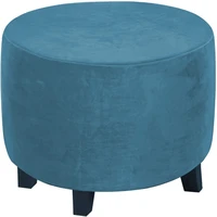 ottoman slipcovers velvet round footrest sofa stretch slipcovers solid color bedroom furniture footstool protect covers