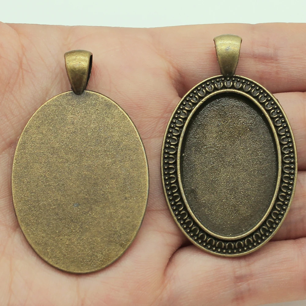 

6pcs Oval Base Settings Fit 20x30mm Oval Cabochons Vintage 2 Colors Antique Bronze, Antique Silver Color Cabochons Settings