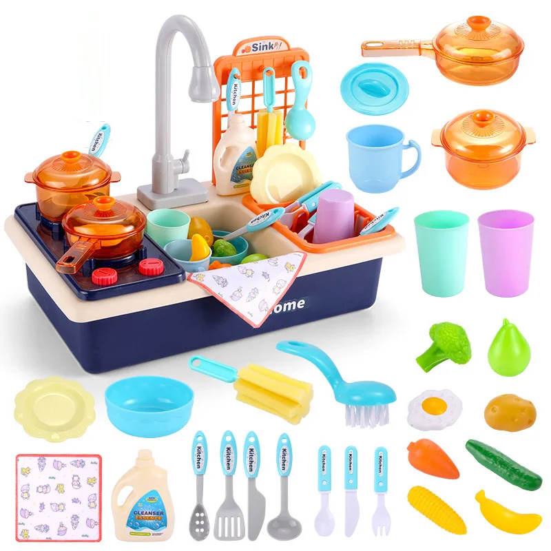 

Children Sink Dishwashing Set Toy Kid Simulated Kitchen Toy Set Educational Play House Games Prop Sink Wash Suit Montessori Toy