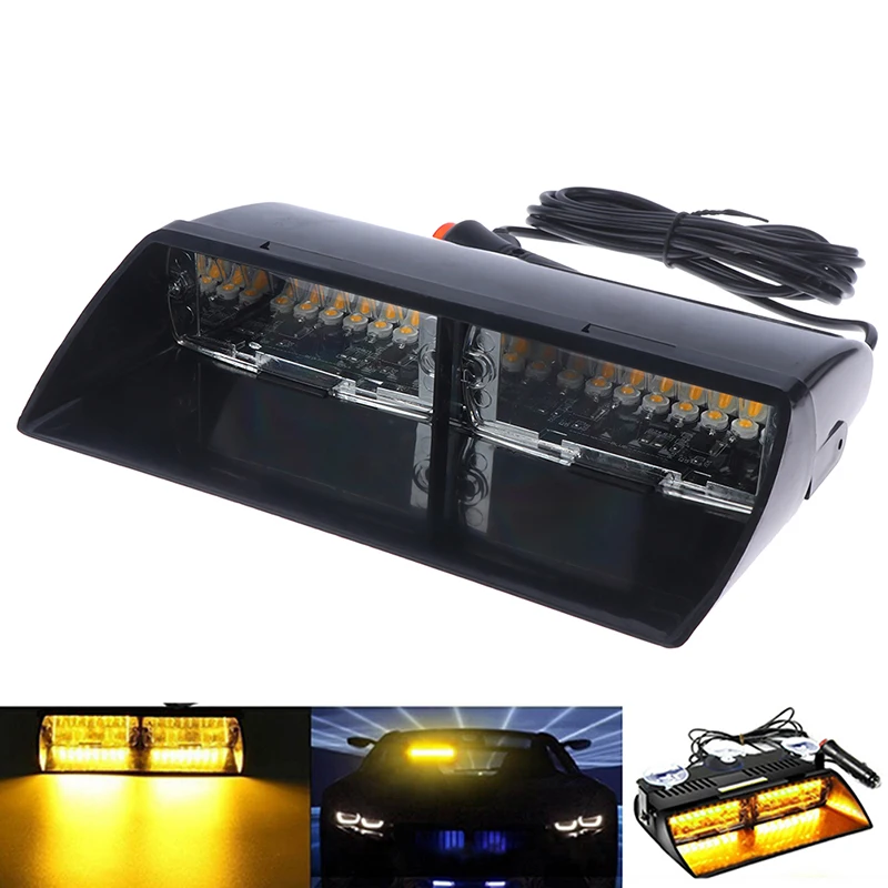 

16 Led 12v Car Truck Dashboard Flash Emergency Warning Flash Amber Yellow With 3 Suction Cups For Quick Installation Of Filter