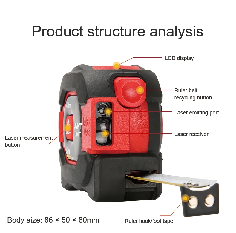 LM40T 2 in 1 Laser Ranging Tape Measure Buildings, Interior and Exterior Decoration Design Engineering Measurement rangefinder