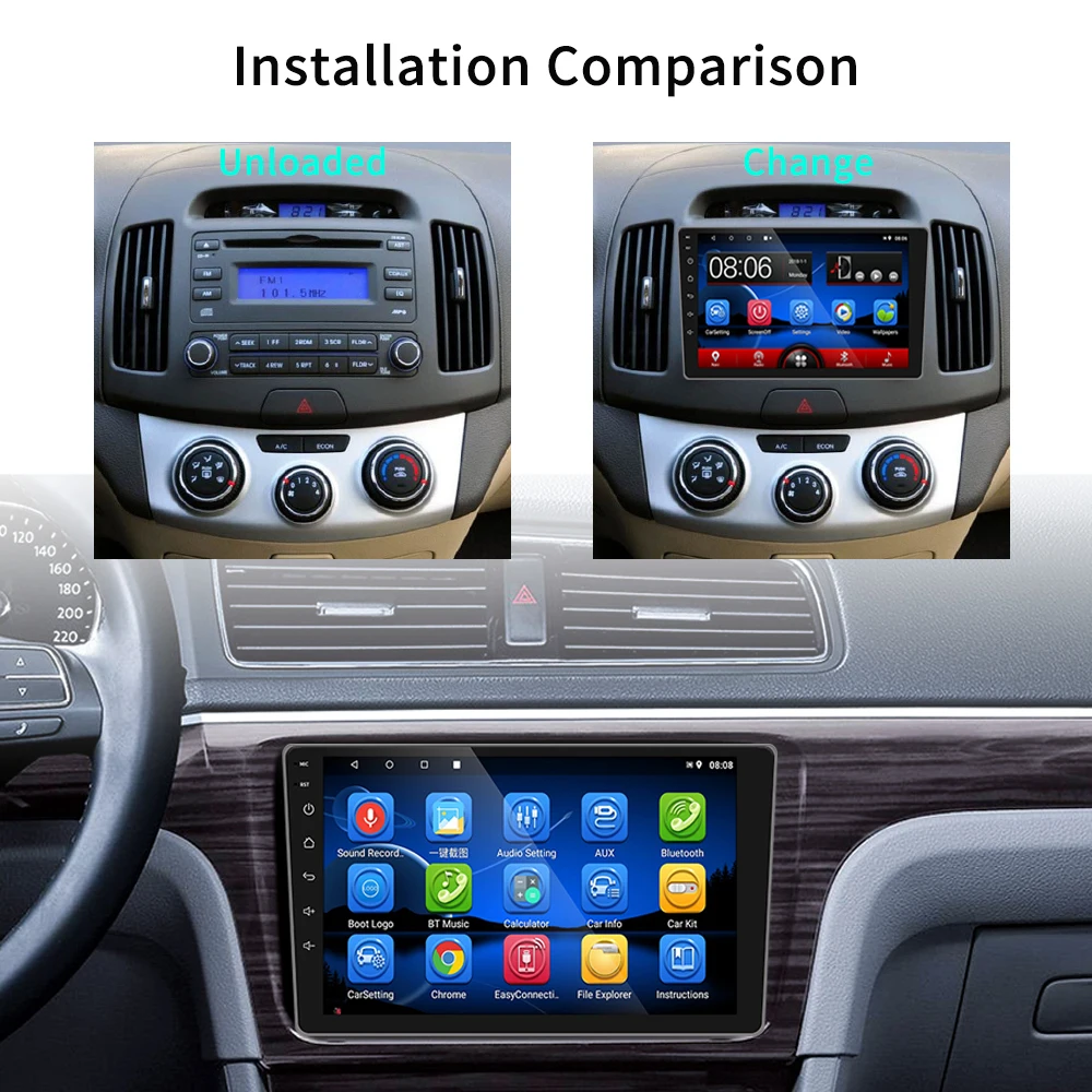 

Podofo Android 9'' 2.5D Tempered Glass Mirror Car GPS Radio Player GPS Navigation Audio WIFI Player For 2006-2012 Corolla Radios