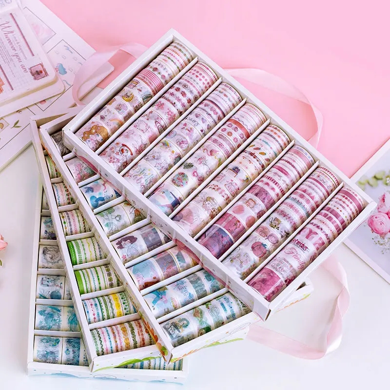 

100 Rolls/box of Solid Color Washi Tape Set Decorative Masking Tape Cute Scrapbook Tape School Stationery Student Gifts