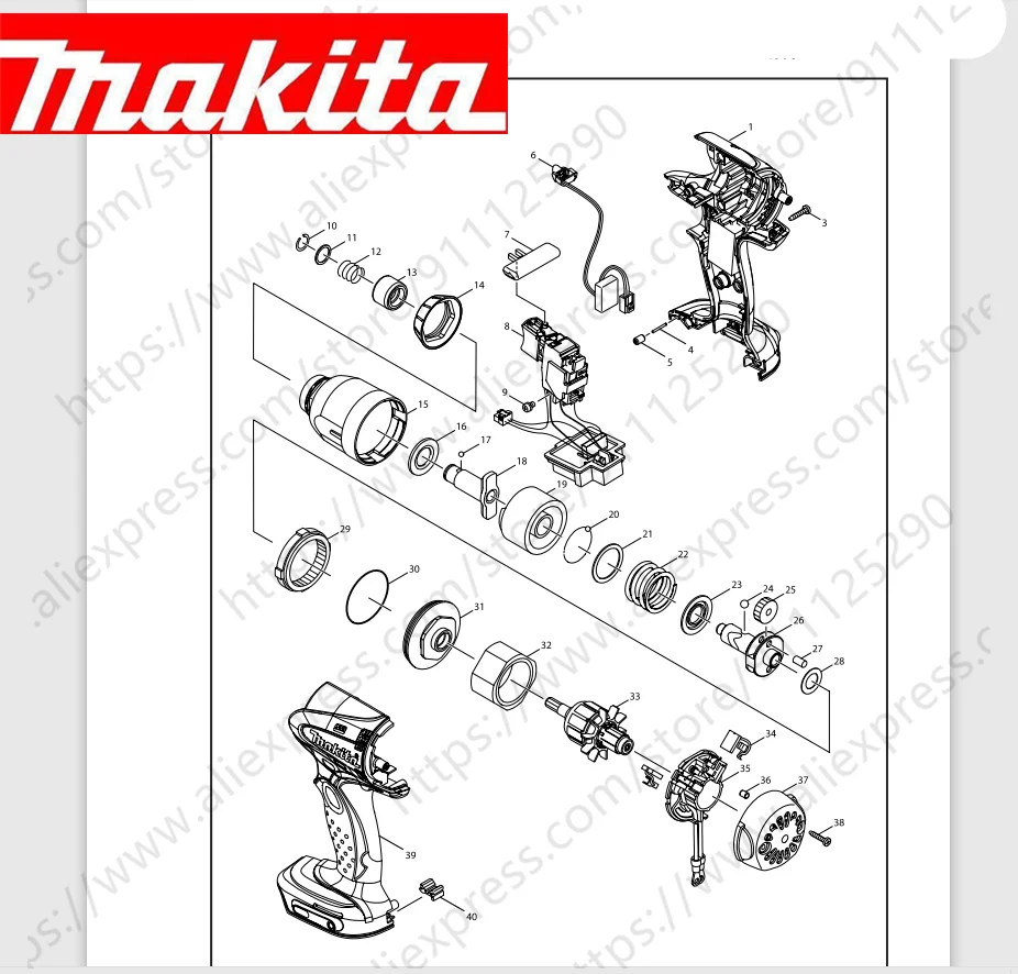

Maktia for BTD143 Rotor switch stator handle housing bearing Spindle gear (Consult customer service)
