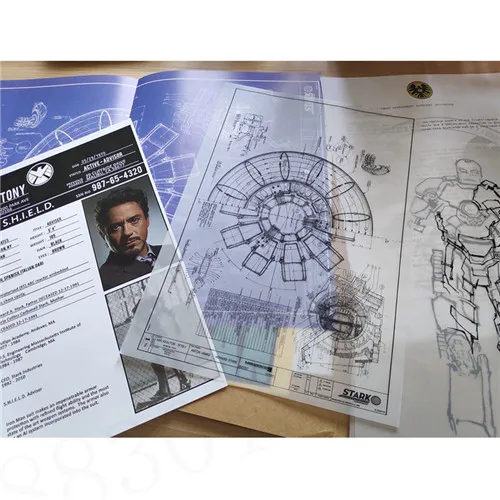 Мстители 1:1 Железный человек дуговой реактор фигурка MK2 Ironman реактор Tony Stark Arc реактор diy части модели игрушки с светодиодный светильник - Цвет: Iron man folder