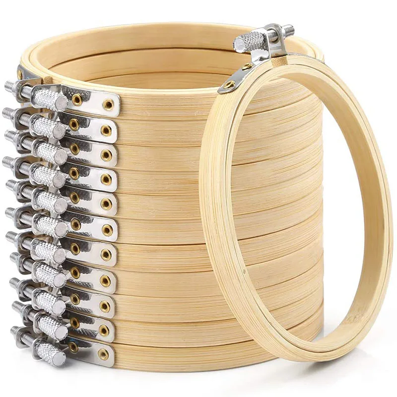 

Hot 12 Pieces 4 Inch Embroidery Hoops Set Bulk Bamboo Circle Cross Stitch Hoop Round Ring