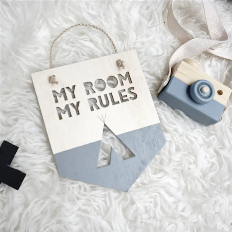 Деревянный позитивный слоган INS баннер MY ROOM RULES деревянная стружка для детской