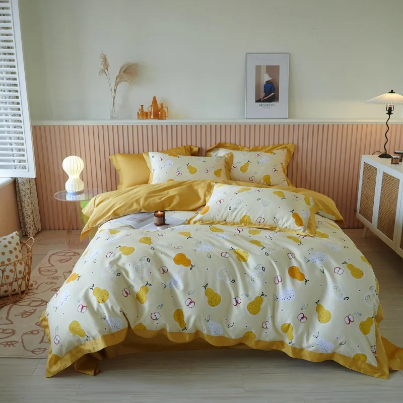 

TUTUBIRD-New green floral print bedlinen pastoral style bedclothes pillowcases 100% Egyptian cotton European style bedding sets