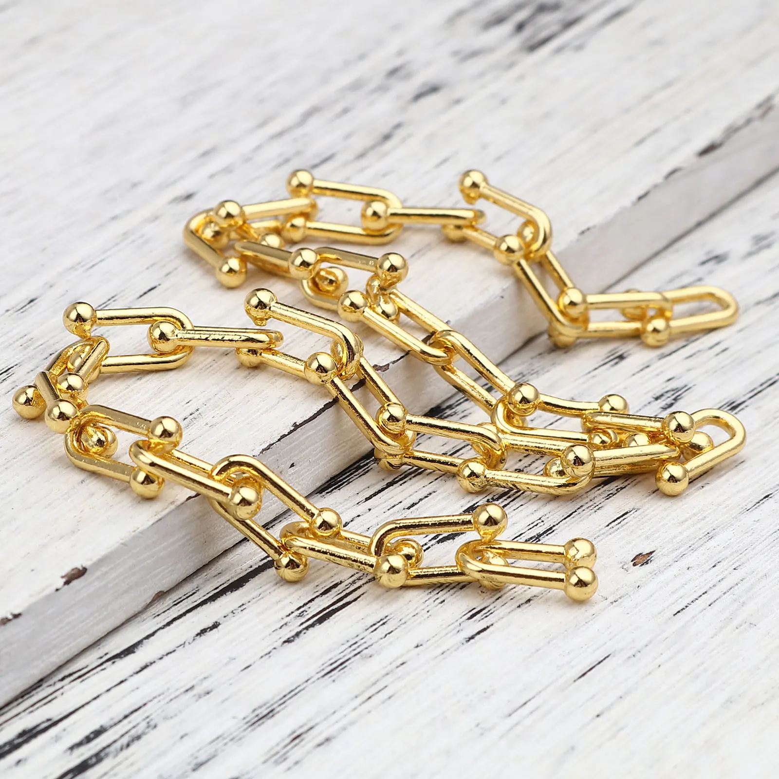 1 M U-shaped  Links Chains Zinc Based Alloy Link Chain Findings Gold Color Silver Color 15x9mm For DIY Necklace Bracelet Making images - 6