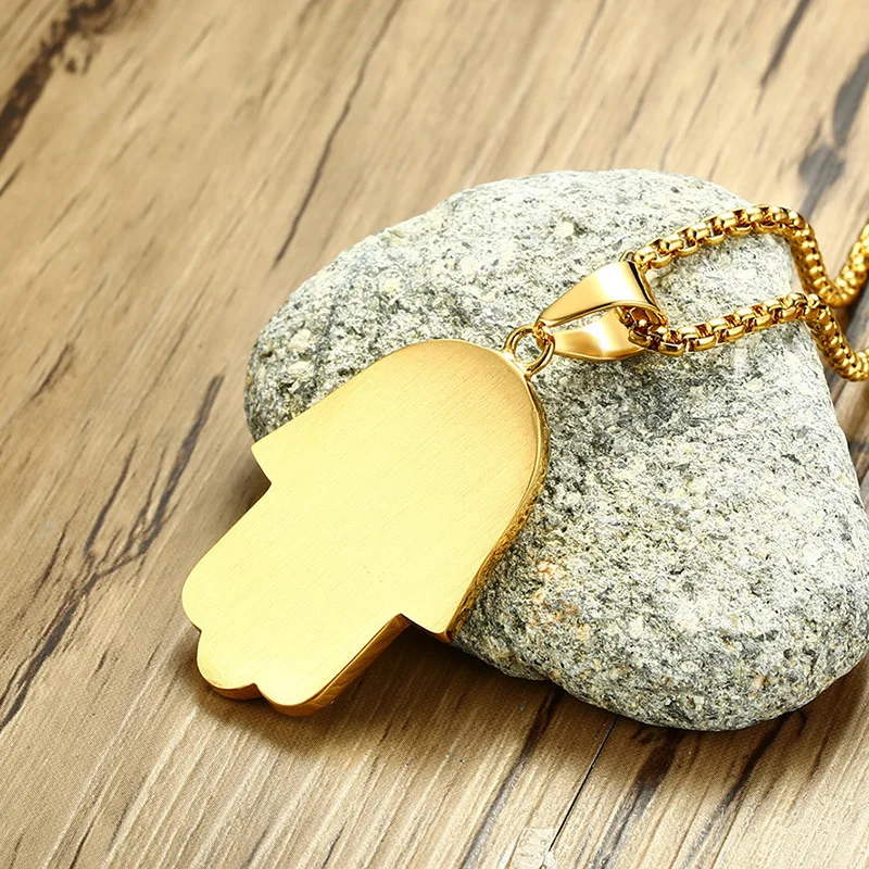 Подвеска-рука Фатимы Мужская колье золотого цвета в стиле хип-хоп удачный амулет