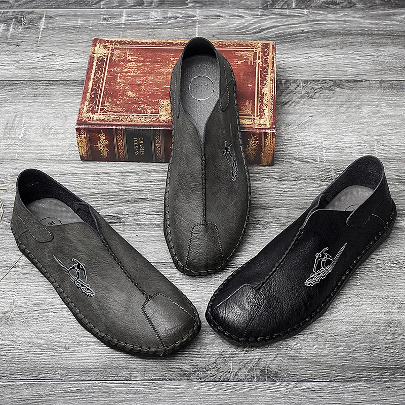 

Leather Men Casual Shoes Luxury Brand Mens Loafers Moccasins handmade sewing Breathable Slip on Lazy Driving Shoes men