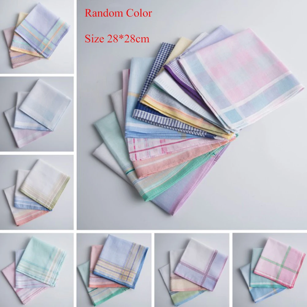 

3 PCS Men Casual Pocket Square Scarf Sweat Towel Cotton Handkerchiefs Male Casual Adult Print Pattern Pocket Scarf Random Color