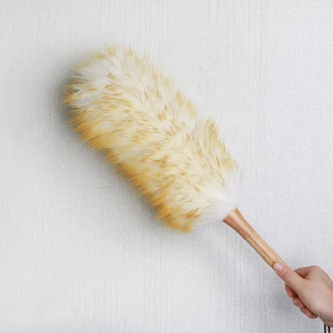 Household Non Static From The Dust Brush Feather Dusters Sofa Furniture Wooden Handle Dusting Cleaning Brush Wool Duster Brush