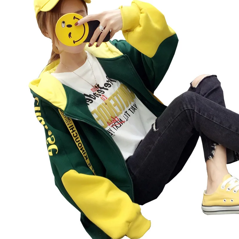 

Fat mm plus size loose Plush thickened hooded sweater women's 2020 winter Korean cardigan printed top coat
