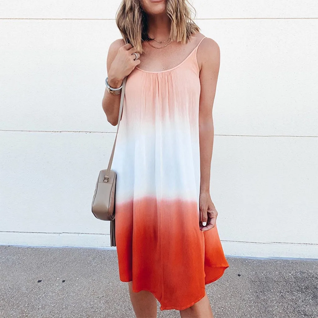 Платье градиентного цвета тонкое платье на бретельках женское без рукавов с