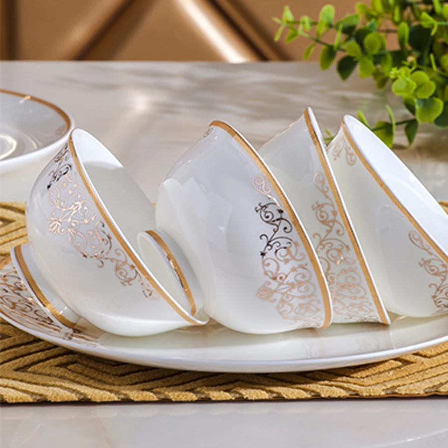 60 голов Цзиндэчжэнь керамическая тарелка для обеда домашняя миска супа вкус