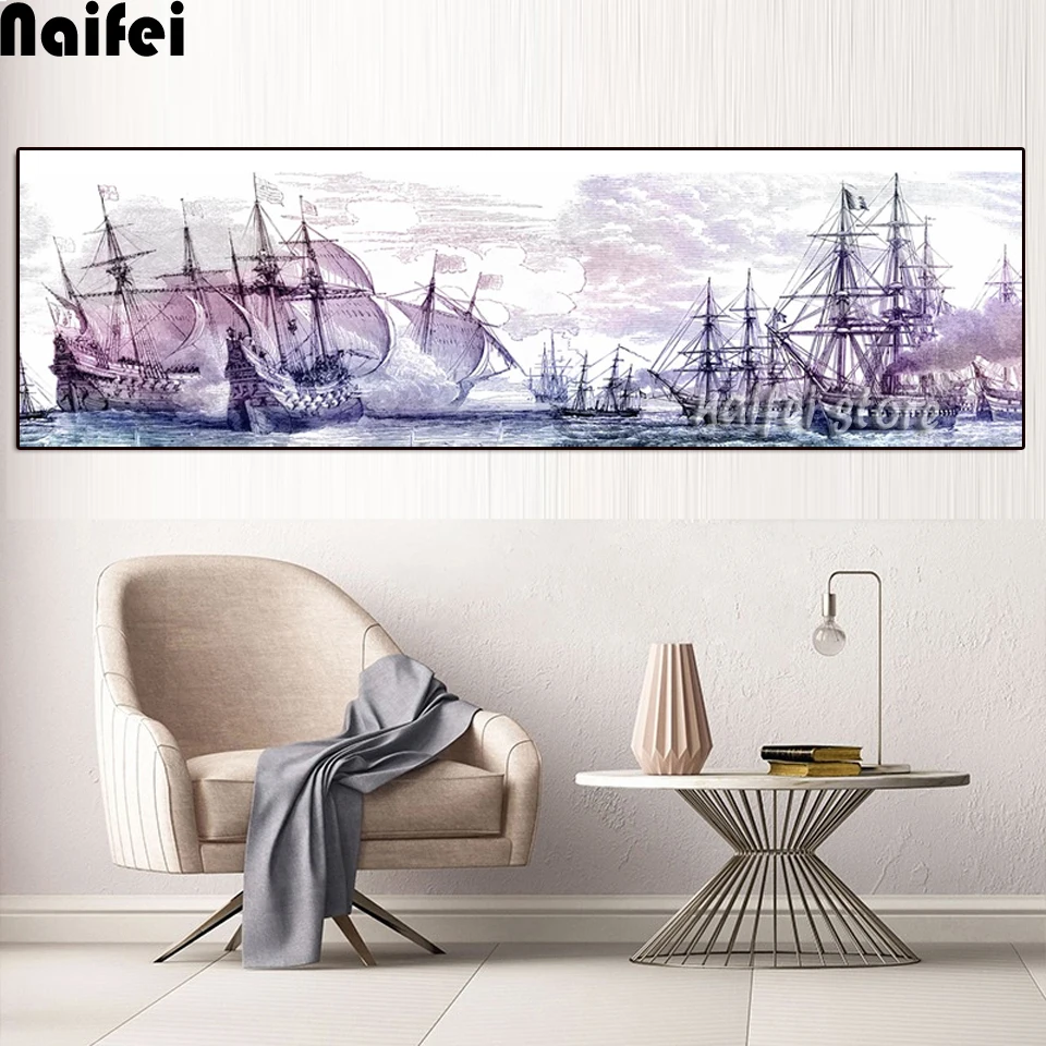 Большая Алмазная вышивка распродажа &quotсделай сам&quot морской батарейный корабль