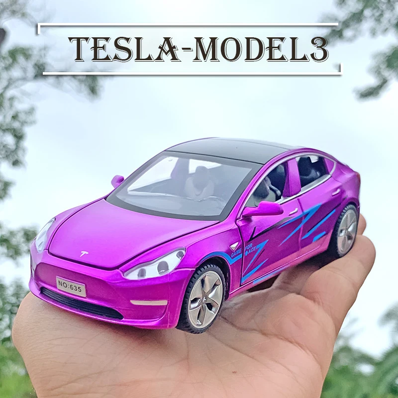 

1:32 Tesla MODEL3 Alloy Model Sound and Light Pull Back Car Model Children's Toys Decoration Collection Toys Car Toy