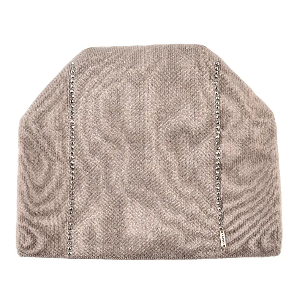 Winter Beanie Women Knitted Wool Hats Female Fashion Skullies Beanies With Rhinestones Solid Color Warm Knit Bonnet Ladies Cap